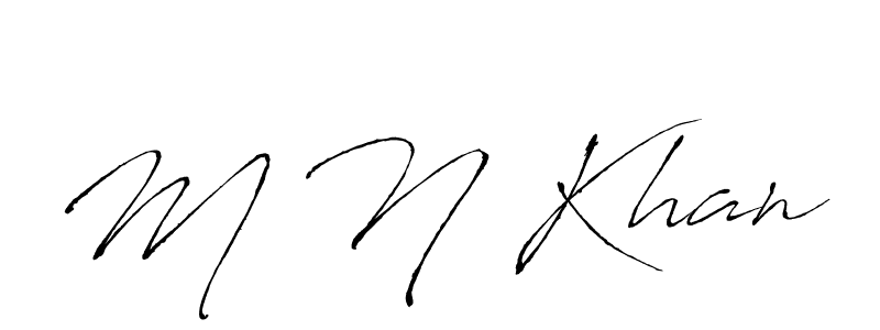 The best way (Antro_Vectra) to make a short signature is to pick only two or three words in your name. The name M N Khan include a total of six letters. For converting this name. M N Khan signature style 6 images and pictures png