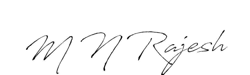 The best way (Antro_Vectra) to make a short signature is to pick only two or three words in your name. The name M N Rajesh include a total of six letters. For converting this name. M N Rajesh signature style 6 images and pictures png