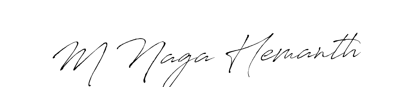 The best way (Antro_Vectra) to make a short signature is to pick only two or three words in your name. The name M Naga Hemanth include a total of six letters. For converting this name. M Naga Hemanth signature style 6 images and pictures png