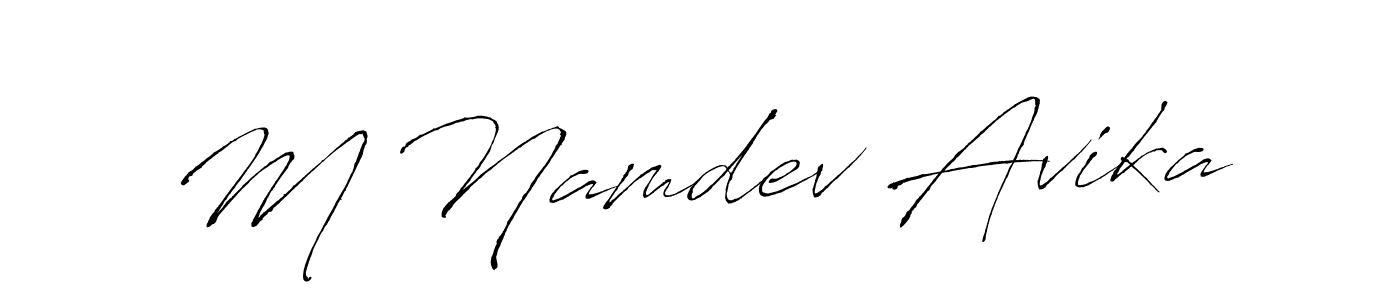 You should practise on your own different ways (Antro_Vectra) to write your name (M Namdev Avika) in signature. don't let someone else do it for you. M Namdev Avika signature style 6 images and pictures png