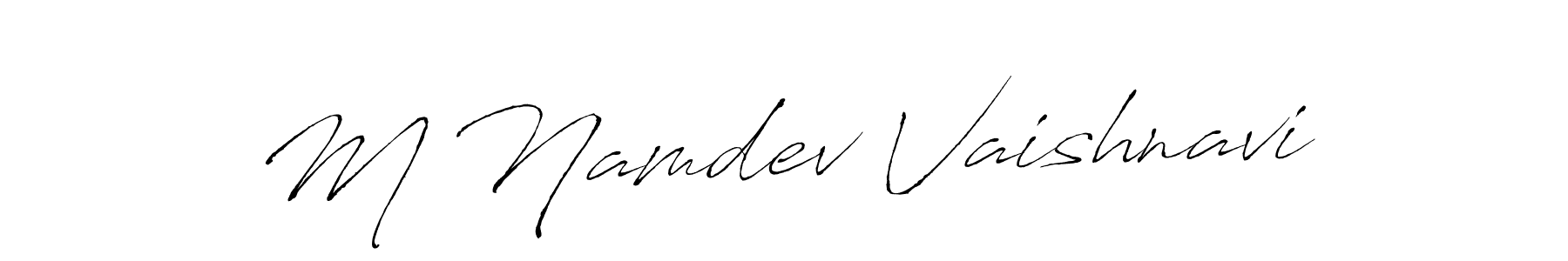 How to make M Namdev Vaishnavi name signature. Use Antro_Vectra style for creating short signs online. This is the latest handwritten sign. M Namdev Vaishnavi signature style 6 images and pictures png