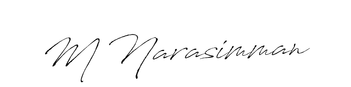 How to make M Narasimman name signature. Use Antro_Vectra style for creating short signs online. This is the latest handwritten sign. M Narasimman signature style 6 images and pictures png