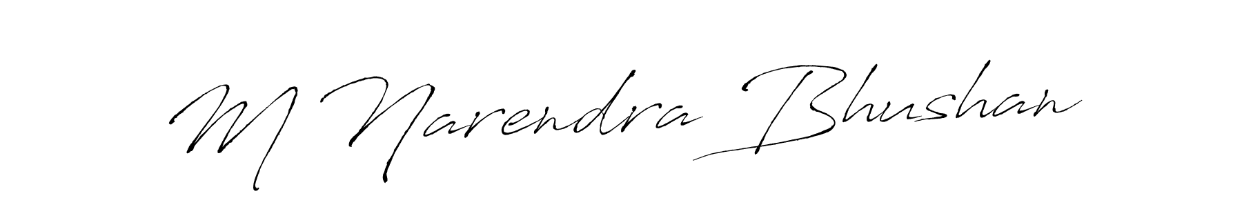 The best way (Antro_Vectra) to make a short signature is to pick only two or three words in your name. The name M Narendra Bhushan include a total of six letters. For converting this name. M Narendra Bhushan signature style 6 images and pictures png