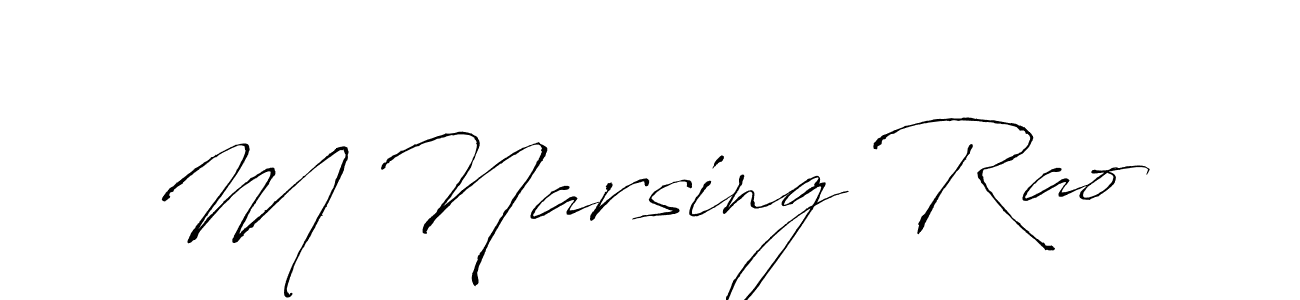 Make a beautiful signature design for name M Narsing Rao. With this signature (Antro_Vectra) style, you can create a handwritten signature for free. M Narsing Rao signature style 6 images and pictures png