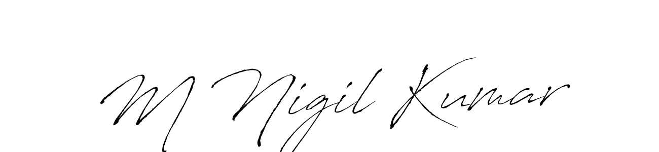 Similarly Antro_Vectra is the best handwritten signature design. Signature creator online .You can use it as an online autograph creator for name M Nigil Kumar. M Nigil Kumar signature style 6 images and pictures png