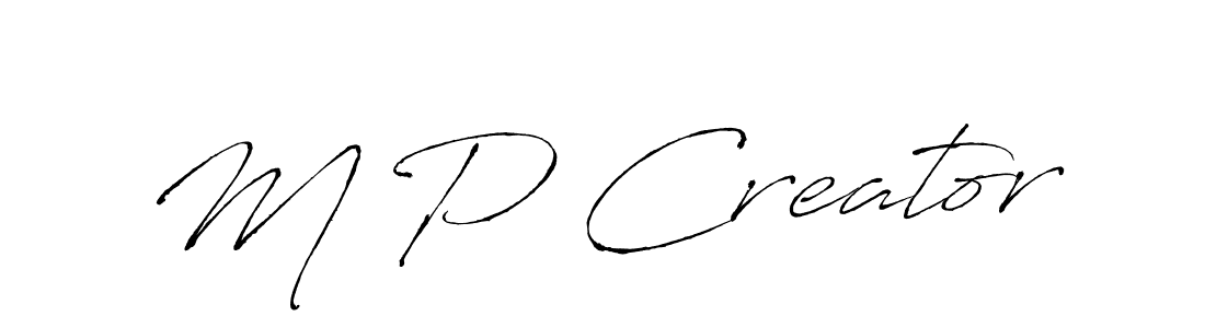 The best way (Antro_Vectra) to make a short signature is to pick only two or three words in your name. The name M P Creator include a total of six letters. For converting this name. M P Creator signature style 6 images and pictures png