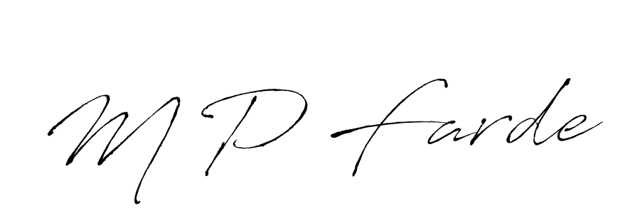 How to make M P Farde name signature. Use Antro_Vectra style for creating short signs online. This is the latest handwritten sign. M P Farde signature style 6 images and pictures png