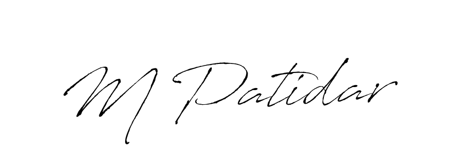 Design your own signature with our free online signature maker. With this signature software, you can create a handwritten (Antro_Vectra) signature for name M Patidar. M Patidar signature style 6 images and pictures png