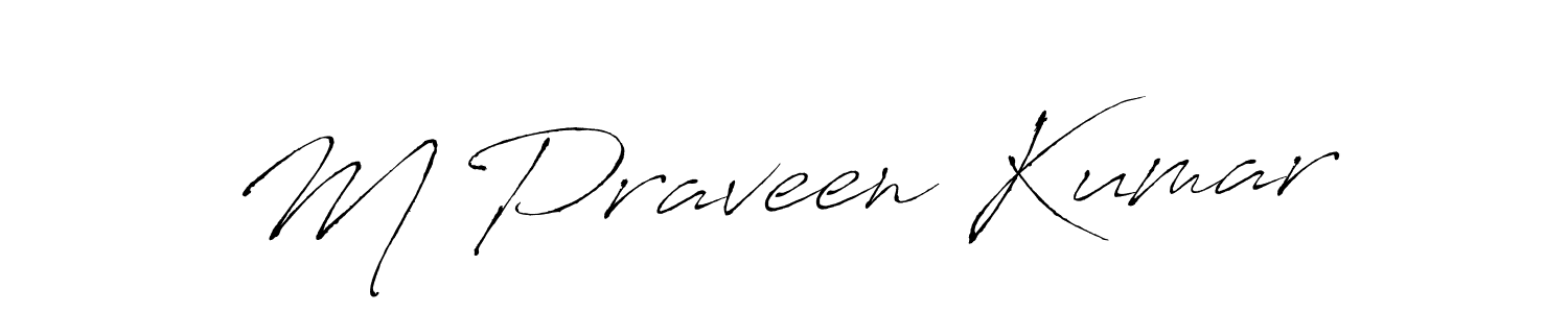 How to make M Praveen Kumar name signature. Use Antro_Vectra style for creating short signs online. This is the latest handwritten sign. M Praveen Kumar signature style 6 images and pictures png