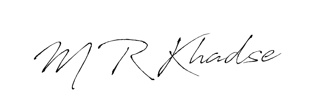 The best way (Antro_Vectra) to make a short signature is to pick only two or three words in your name. The name M R Khadse include a total of six letters. For converting this name. M R Khadse signature style 6 images and pictures png