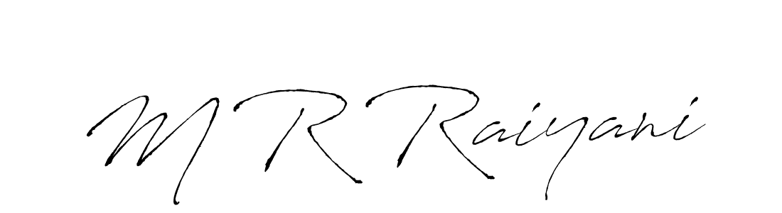 The best way (Antro_Vectra) to make a short signature is to pick only two or three words in your name. The name M R Raiyani include a total of six letters. For converting this name. M R Raiyani signature style 6 images and pictures png