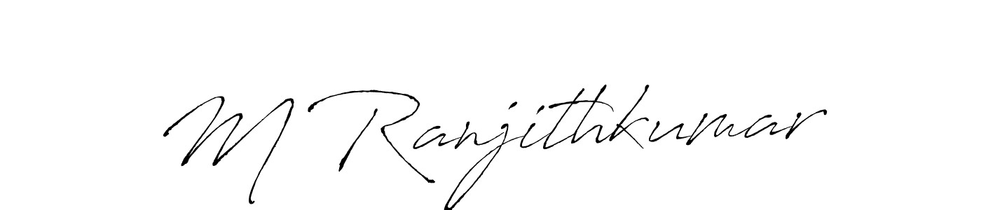 The best way (Antro_Vectra) to make a short signature is to pick only two or three words in your name. The name M Ranjithkumar include a total of six letters. For converting this name. M Ranjithkumar signature style 6 images and pictures png