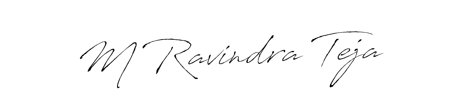 The best way (Antro_Vectra) to make a short signature is to pick only two or three words in your name. The name M Ravindra Teja include a total of six letters. For converting this name. M Ravindra Teja signature style 6 images and pictures png