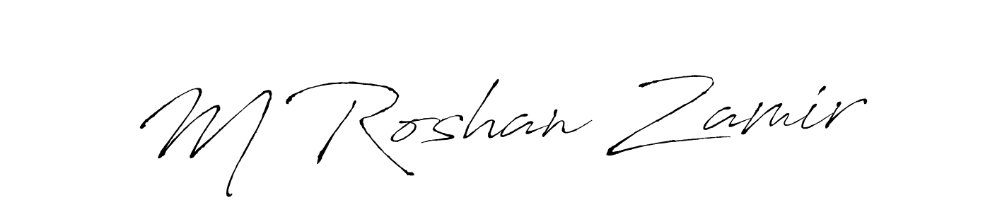 The best way (Antro_Vectra) to make a short signature is to pick only two or three words in your name. The name M Roshan Zamir include a total of six letters. For converting this name. M Roshan Zamir signature style 6 images and pictures png