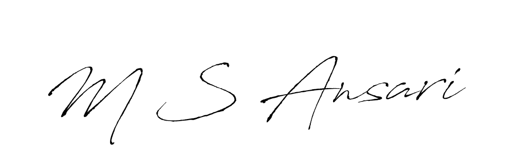 The best way (Antro_Vectra) to make a short signature is to pick only two or three words in your name. The name M S Ansari include a total of six letters. For converting this name. M S Ansari signature style 6 images and pictures png