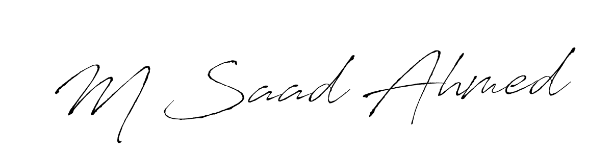 The best way (Antro_Vectra) to make a short signature is to pick only two or three words in your name. The name M Saad Ahmed include a total of six letters. For converting this name. M Saad Ahmed signature style 6 images and pictures png