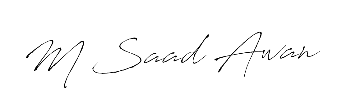Create a beautiful signature design for name M Saad Awan. With this signature (Antro_Vectra) fonts, you can make a handwritten signature for free. M Saad Awan signature style 6 images and pictures png