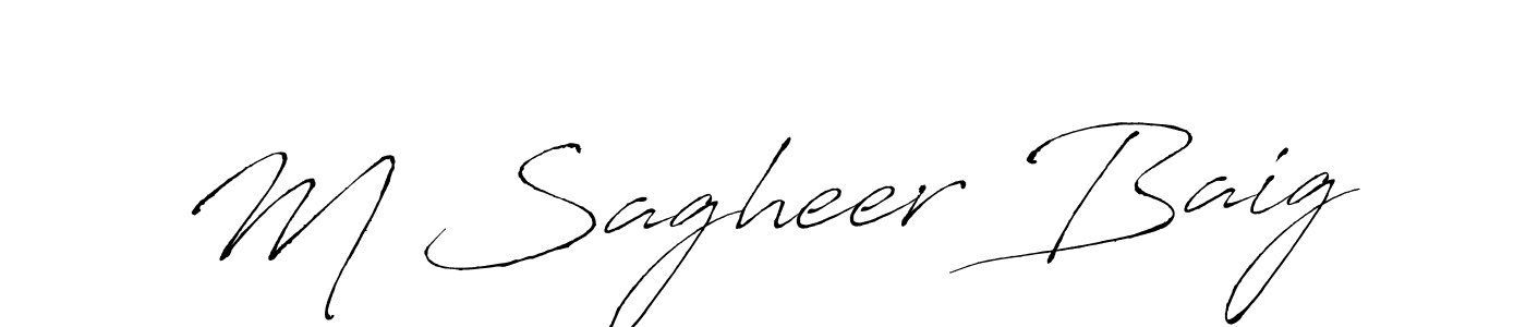 This is the best signature style for the M Sagheer Baig name. Also you like these signature font (Antro_Vectra). Mix name signature. M Sagheer Baig signature style 6 images and pictures png