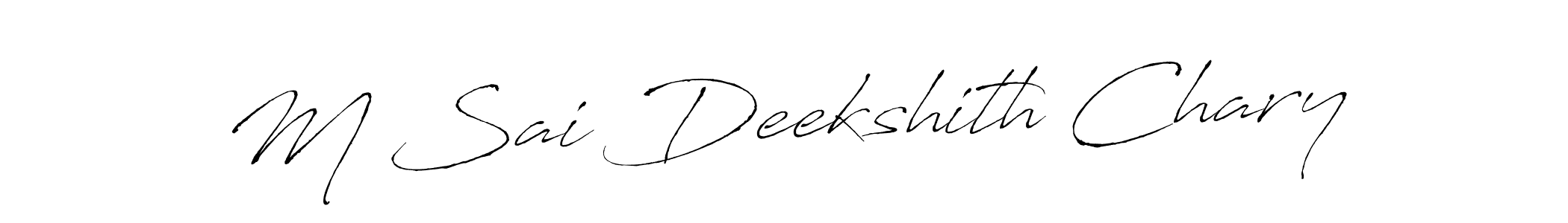 Also You can easily find your signature by using the search form. We will create M Sai Deekshith Chary name handwritten signature images for you free of cost using Antro_Vectra sign style. M Sai Deekshith Chary signature style 6 images and pictures png