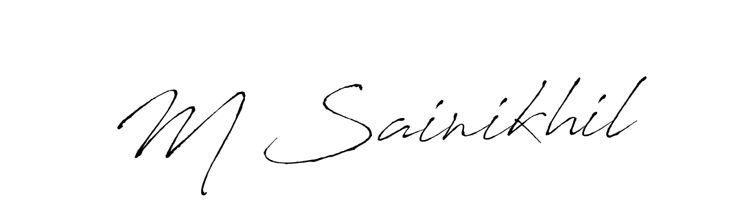 M Sainikhil stylish signature style. Best Handwritten Sign (Antro_Vectra) for my name. Handwritten Signature Collection Ideas for my name M Sainikhil. M Sainikhil signature style 6 images and pictures png