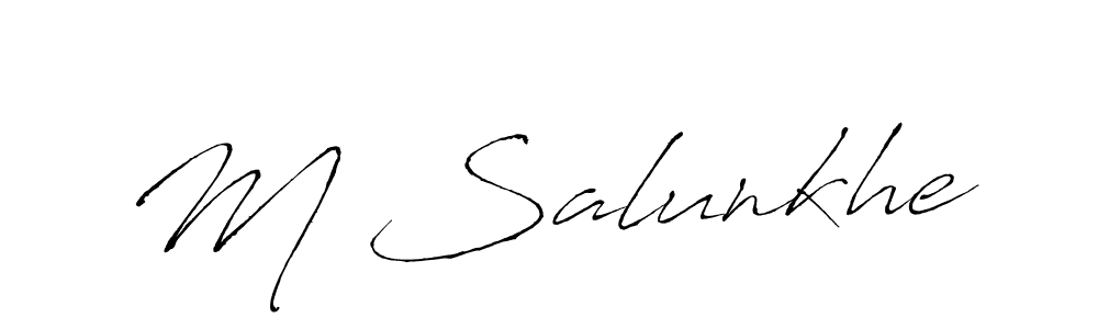 Also You can easily find your signature by using the search form. We will create M Salunkhe name handwritten signature images for you free of cost using Antro_Vectra sign style. M Salunkhe signature style 6 images and pictures png