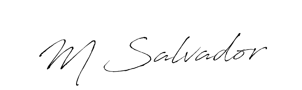 Use a signature maker to create a handwritten signature online. With this signature software, you can design (Antro_Vectra) your own signature for name M Salvador. M Salvador signature style 6 images and pictures png