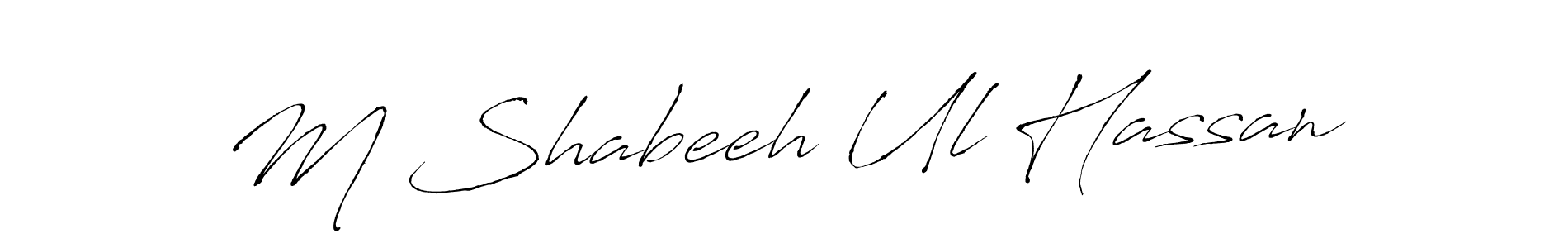 The best way (Antro_Vectra) to make a short signature is to pick only two or three words in your name. The name M Shabeeh Ul Hassan include a total of six letters. For converting this name. M Shabeeh Ul Hassan signature style 6 images and pictures png