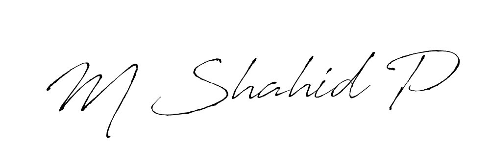 if you are searching for the best signature style for your name M Shahid P. so please give up your signature search. here we have designed multiple signature styles  using Antro_Vectra. M Shahid P signature style 6 images and pictures png