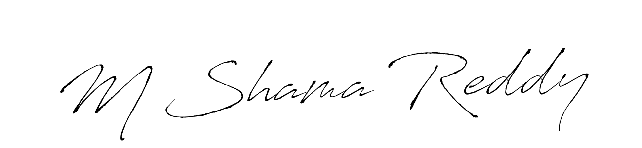 The best way (Antro_Vectra) to make a short signature is to pick only two or three words in your name. The name M Shama Reddy include a total of six letters. For converting this name. M Shama Reddy signature style 6 images and pictures png