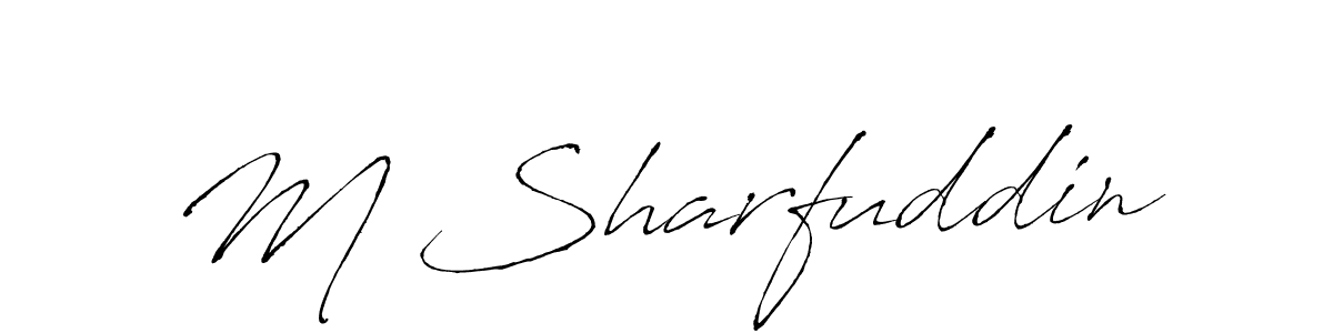 How to make M Sharfuddin name signature. Use Antro_Vectra style for creating short signs online. This is the latest handwritten sign. M Sharfuddin signature style 6 images and pictures png