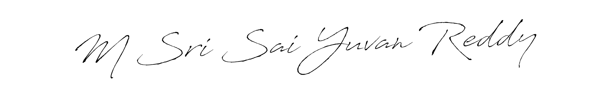 The best way (Antro_Vectra) to make a short signature is to pick only two or three words in your name. The name M Sri Sai Yuvan Reddy include a total of six letters. For converting this name. M Sri Sai Yuvan Reddy signature style 6 images and pictures png