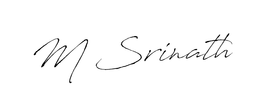 The best way (Antro_Vectra) to make a short signature is to pick only two or three words in your name. The name M Srinath include a total of six letters. For converting this name. M Srinath signature style 6 images and pictures png