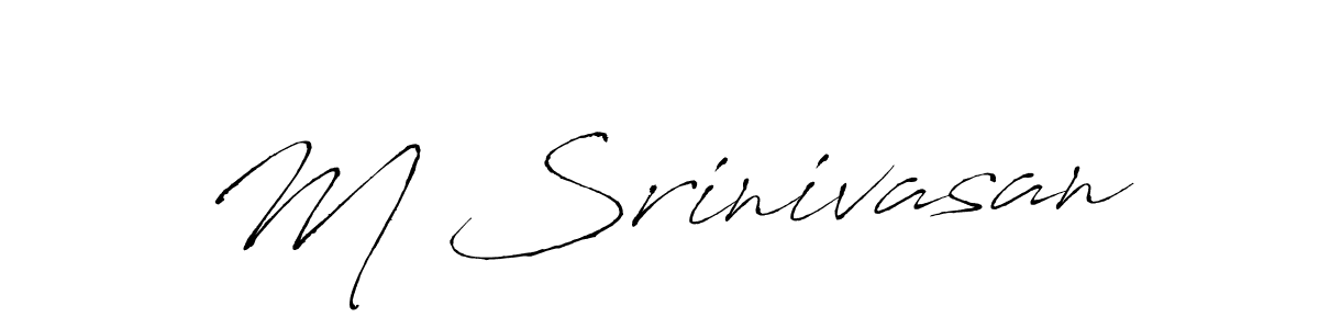 Make a beautiful signature design for name M Srinivasan. With this signature (Antro_Vectra) style, you can create a handwritten signature for free. M Srinivasan signature style 6 images and pictures png