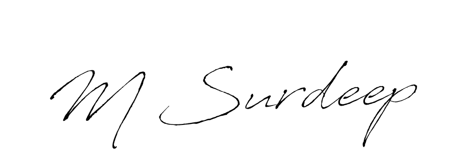 if you are searching for the best signature style for your name M Surdeep. so please give up your signature search. here we have designed multiple signature styles  using Antro_Vectra. M Surdeep signature style 6 images and pictures png