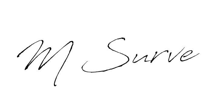 if you are searching for the best signature style for your name M Surve. so please give up your signature search. here we have designed multiple signature styles  using Antro_Vectra. M Surve signature style 6 images and pictures png