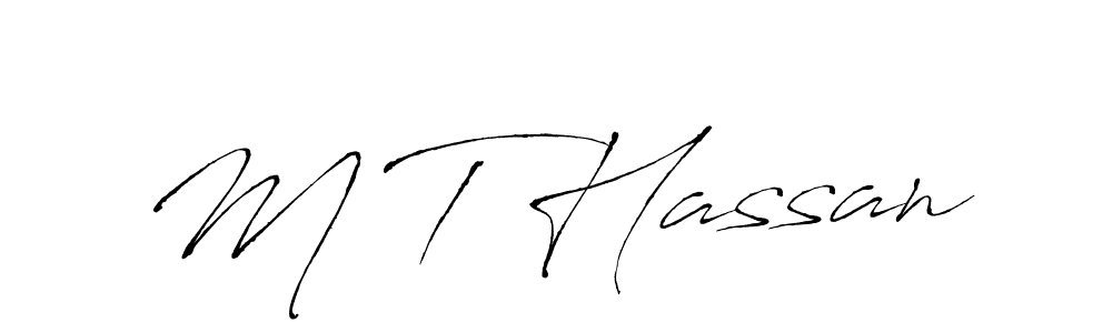 Make a beautiful signature design for name M T Hassan. With this signature (Antro_Vectra) style, you can create a handwritten signature for free. M T Hassan signature style 6 images and pictures png