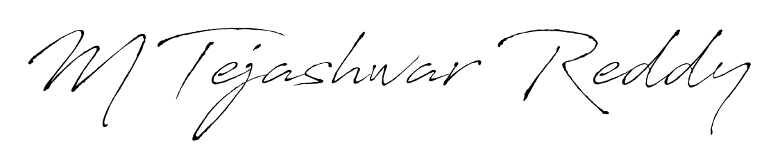 The Antro_Vectra font gives name M Tejashwar Reddy a signature that looks effortless yet distinguished. Download high-res PNG instantly. M Tejashwar Reddy signature style 6 images and pictures png
