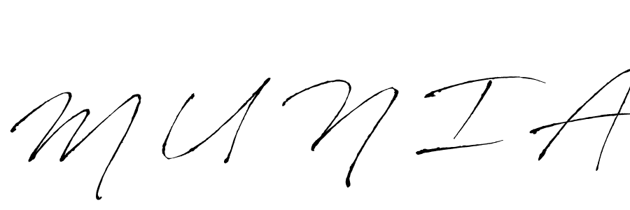 Design your own signature with our free online signature maker. With this signature software, you can create a handwritten (Antro_Vectra) signature for name M U N I A. M U N I A signature style 6 images and pictures png
