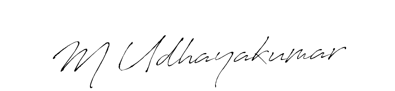 How to make M Udhayakumar name signature. Use Antro_Vectra style for creating short signs online. This is the latest handwritten sign. M Udhayakumar signature style 6 images and pictures png