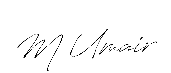 The best way (Antro_Vectra) to make a short signature is to pick only two or three words in your name. The name M Umair include a total of six letters. For converting this name. M Umair signature style 6 images and pictures png