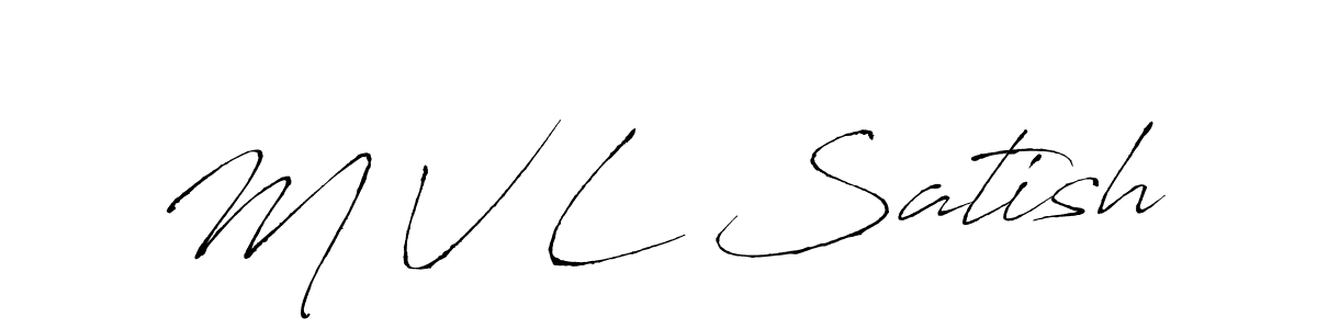 if you are searching for the best signature style for your name M V L Satish. so please give up your signature search. here we have designed multiple signature styles  using Antro_Vectra. M V L Satish signature style 6 images and pictures png