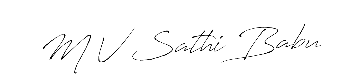 Also You can easily find your signature by using the search form. We will create M V Sathi Babu name handwritten signature images for you free of cost using Antro_Vectra sign style. M V Sathi Babu signature style 6 images and pictures png