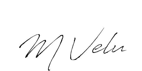 How to make M Velu name signature. Use Antro_Vectra style for creating short signs online. This is the latest handwritten sign. M Velu signature style 6 images and pictures png