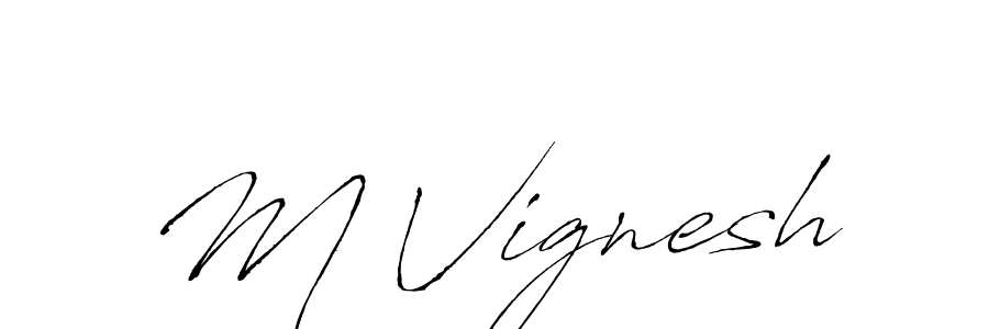 Create a beautiful signature design for name M Vignesh. With this signature (Antro_Vectra) fonts, you can make a handwritten signature for free. M Vignesh signature style 6 images and pictures png