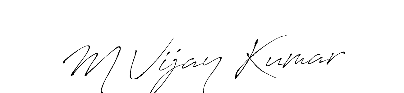 How to make M Vijay Kumar signature? Antro_Vectra is a professional autograph style. Create handwritten signature for M Vijay Kumar name. M Vijay Kumar signature style 6 images and pictures png