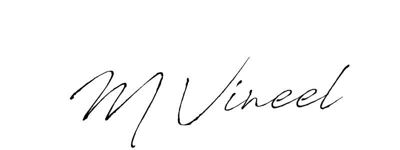 How to make M Vineel name signature. Use Antro_Vectra style for creating short signs online. This is the latest handwritten sign. M Vineel signature style 6 images and pictures png