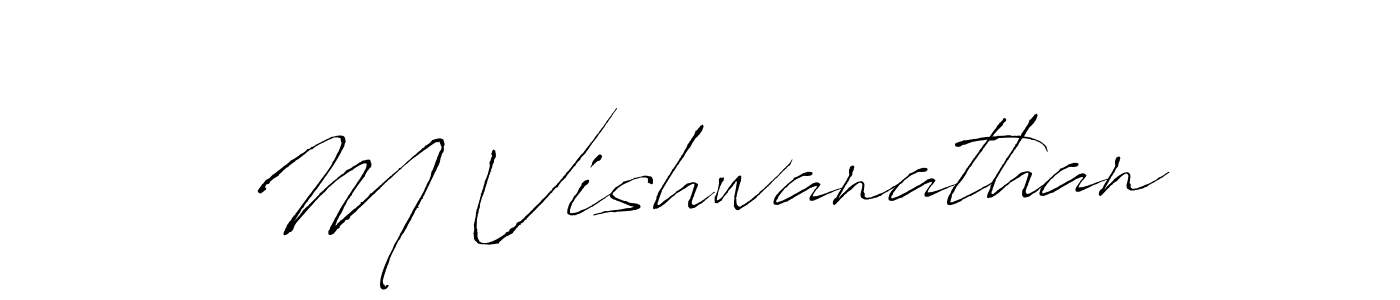 The best way (Antro_Vectra) to make a short signature is to pick only two or three words in your name. The name M Vishwanathan include a total of six letters. For converting this name. M Vishwanathan signature style 6 images and pictures png