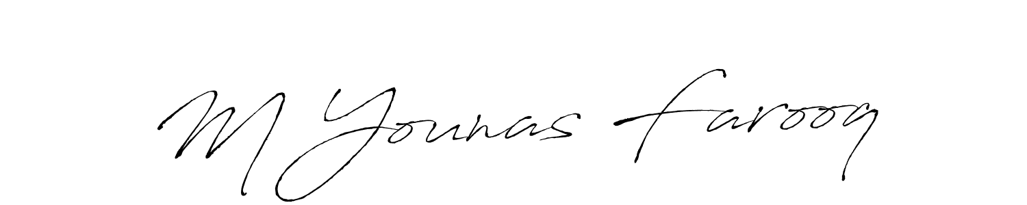 How to make M Younas Farooq name signature. Use Antro_Vectra style for creating short signs online. This is the latest handwritten sign. M Younas Farooq signature style 6 images and pictures png