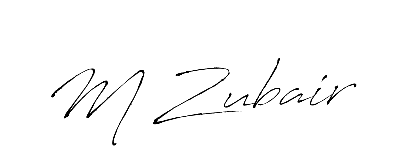 How to make M Zubair name signature. Use Antro_Vectra style for creating short signs online. This is the latest handwritten sign. M Zubair signature style 6 images and pictures png