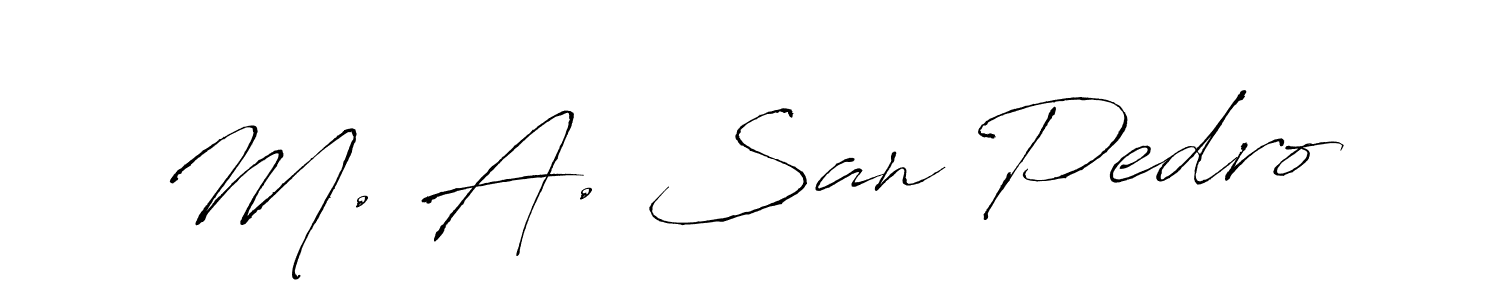 Make a short M. A. San Pedro signature style. Manage your documents anywhere anytime using Antro_Vectra. Create and add eSignatures, submit forms, share and send files easily. M. A. San Pedro signature style 6 images and pictures png